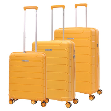Aerolite Premium PP 3-Piece Luggage Set, Lightweight Polypropylene Hard Shell Suitcases with 4 Dual Spinner Wheels & TSA Lock, Expandable Cabin (21”), Medium (24”), Large (28”), Expandable Carry-On Case Included – Mango